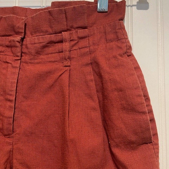 Boden Rust Linen Paperbag Waist Shorts Size 2 - Picture 2 of 5